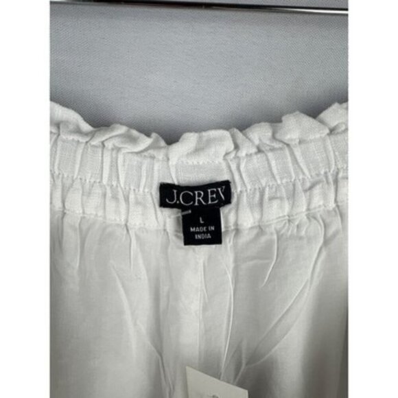 J.Crew Womens White Linen Pants Elastic Waist L - Picture 3 of 6